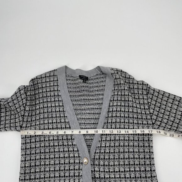 Talbots Gray Mini Plaid Merino Wool Cardigan Sweater Womens Petite Quiet Luxury - Picture 6 of 8